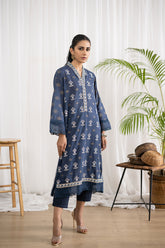 DC-0432 BLUE EMBROIDERED KURTA